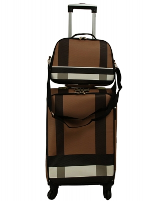 Signature Plaid Print Two Piece Travel Bag Set LGPL02 BLACK